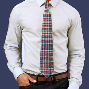 Simple Rustic Navy Blue Minimalist Cute Plaid Tie