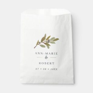 Simple Rustic Olive Branch Wedding Names Favour Bag