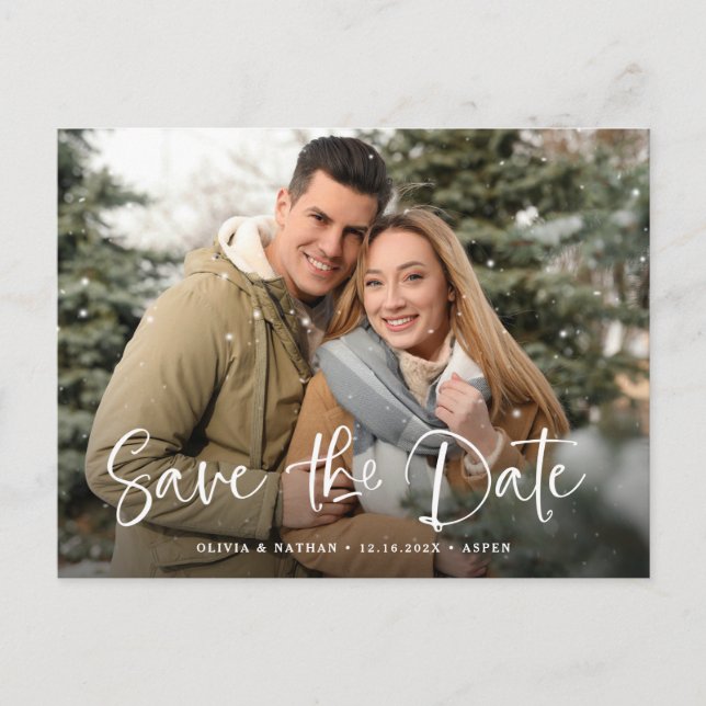 Simple Rustic Photo Save the Date Postcard (Front)