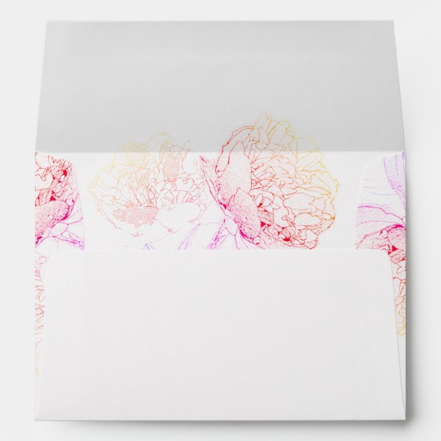 Simple Rustic Pink Blush Peonies Wedding Envelope (Back (Bottom))