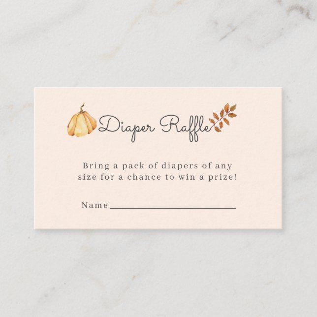 Simple Rustic Pumpkin Oh Baby Shower Diaper Raffle Enclosure Card (Front)