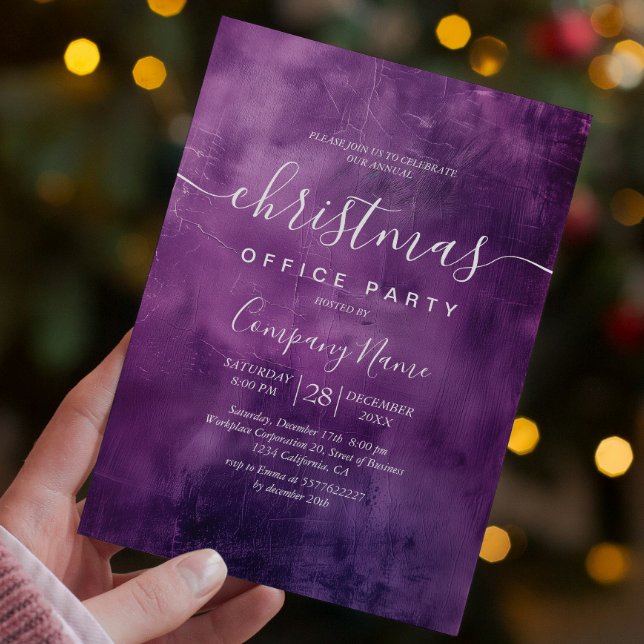 Simple Rustic Purple Christmas Office Party Invitation (Creator Uploaded)