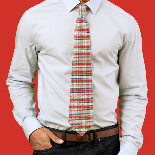 Simple Rustic Red Green Minimalist Cute Plaid Tie