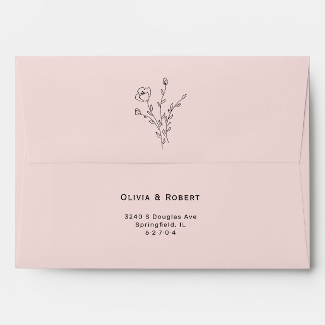 Simple Rustic Rose Floral Wedding Envelope (Back (Top Flap))
