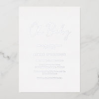 Simple Rustic Script Elegant Baby Shower Silver