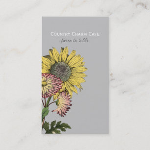 Simple Rustic Sunflower Business Card
