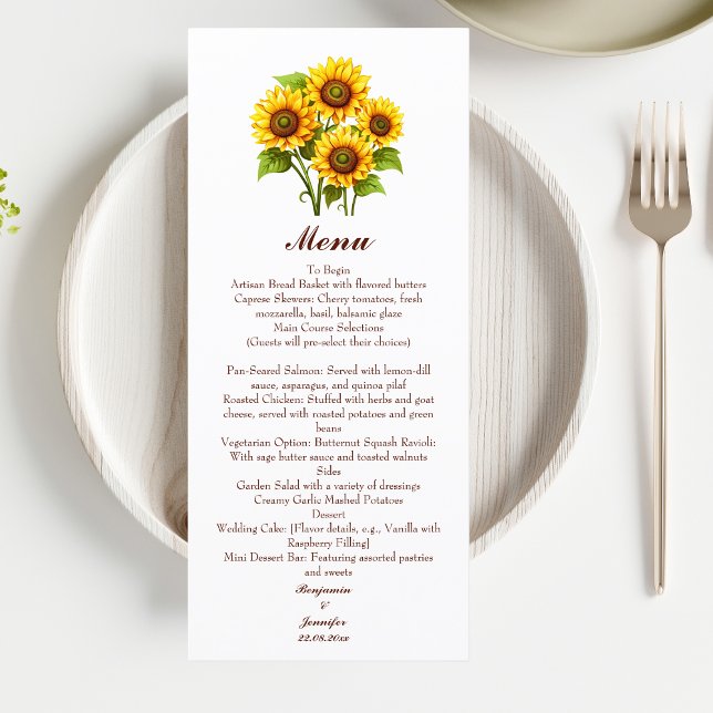 Simple Rustic Sunflower Wedding  Menu (Creator Uploaded)