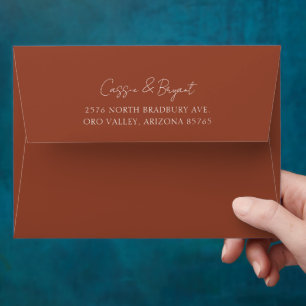 Simple Rustic Terracotta Wedding Invitation Envelope