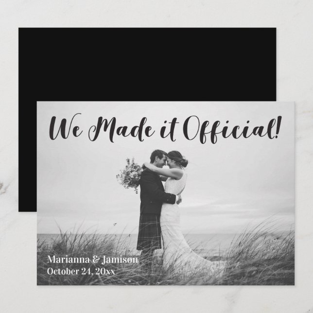 Simple Rustic Typography Wedding Announcement (Front/Back)