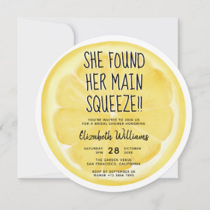 Simple Rustic Watercolor Lemon Bridal Shower Invitation