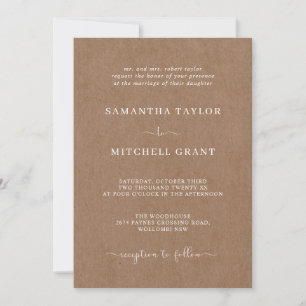 Simple rustic wedding invitation