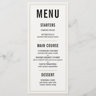 Simple Rustic Wedding Menu