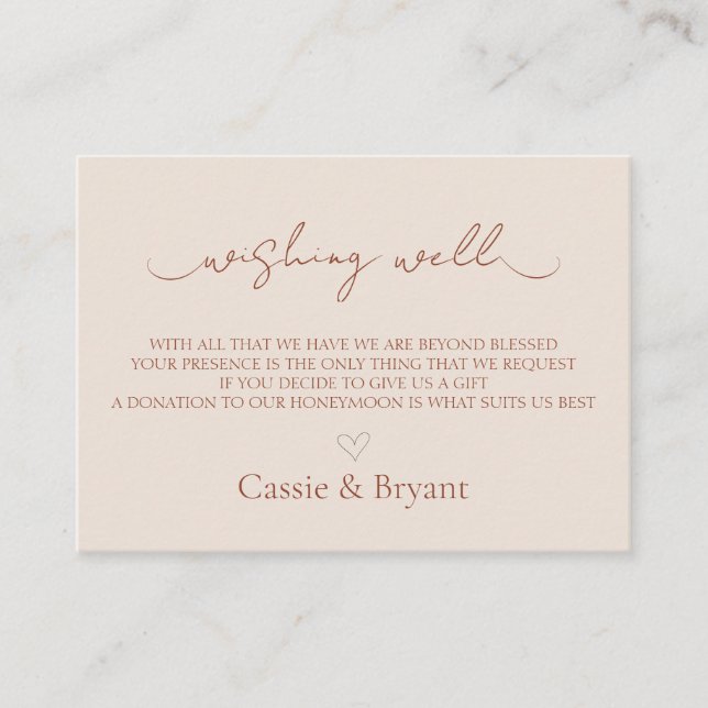 Simple Rustic Wedding Wishing Well Enclosure Card (Front)
