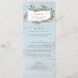 Simple Rustic Wood Botanical Herb Wedding Menu
