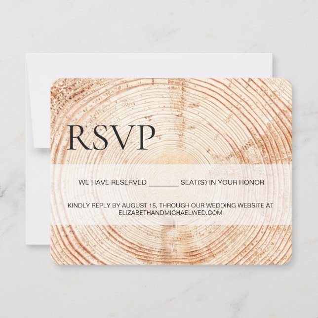 Simple Rustic Wood Grain RSVP reserved Seating (Front)