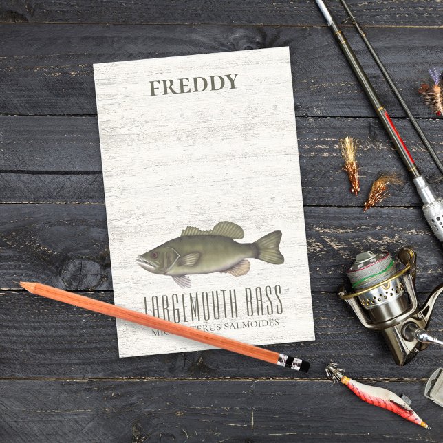 Simple Rustic Wood Nature Fisherman Custom Bass Post-it Notes (Creator Uploaded)
