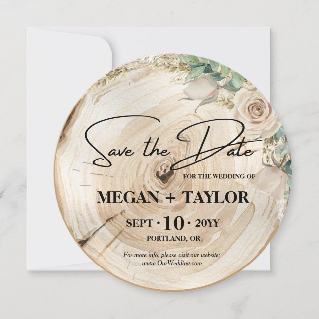 Simple Rustic Wood Save the Date Photo Wedding Invitation (Front)