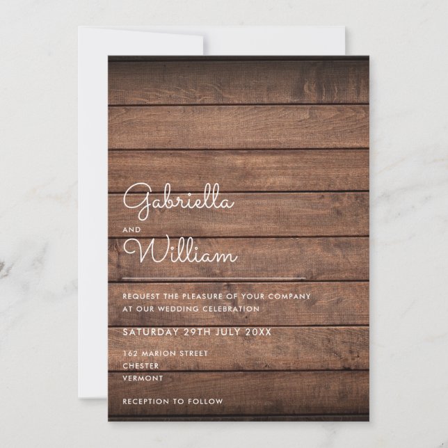 Simple Rustic Wood Wedding Invitation (Front)