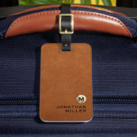 Simple Sable Leather Gold Monogram