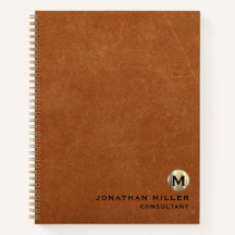 Simple Sable Leather Gold Monogram