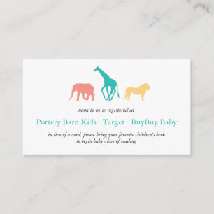 Simple Safari Animal Baby Boy Registry Enclosure Card