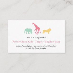Simple Safari Animal Baby Girl Registry Enclosure Card
