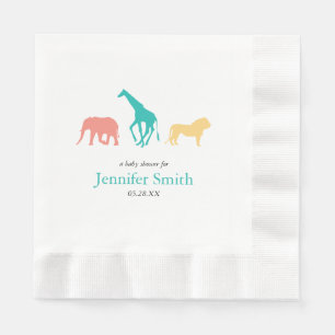 Simple Safari Animal Boy Baby Shower Sip and See Napkin