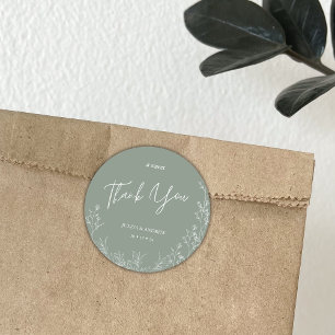 Simple saga green wedding  classic round sticker