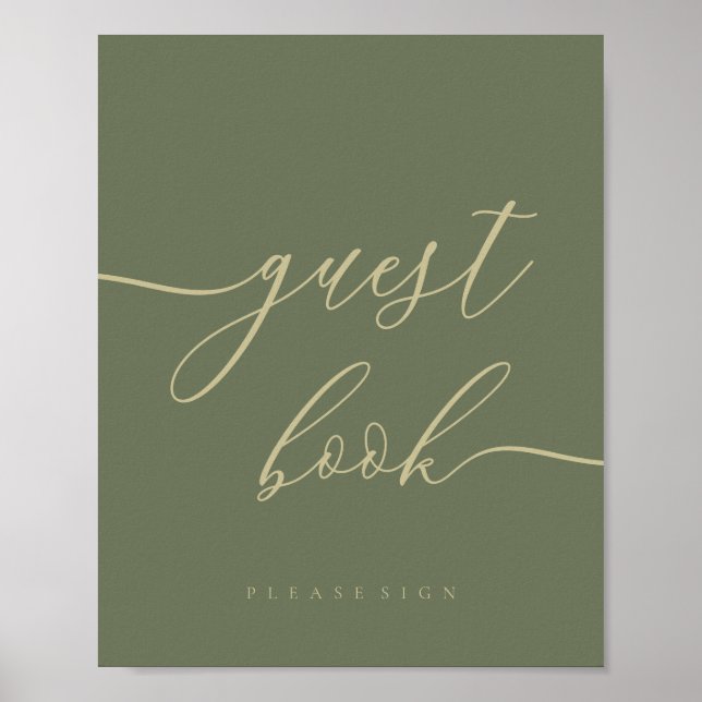 Simple sage gold Guest Book (Front)