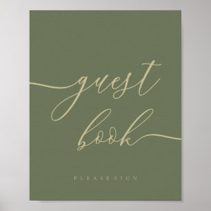 Simple sage gold Guest Book