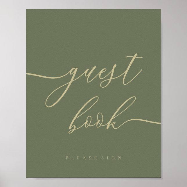 Simple sage gold Guest Book (Front)