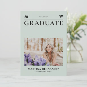 Simple Sage Graduation Photo Announcement