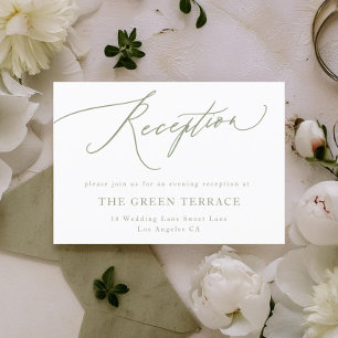 Simple Sage Green and White Modern Calligraphy Enclosure Card