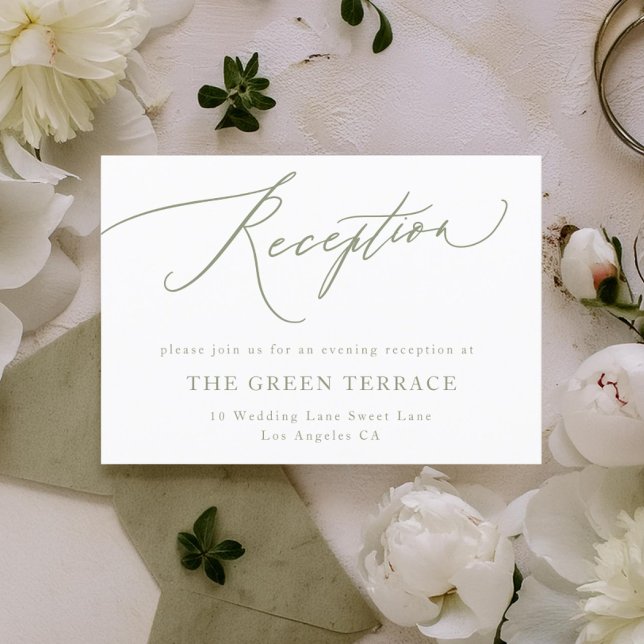 Simple Sage Green and White Modern Calligraphy Enclosure Card (Creator Uploaded)