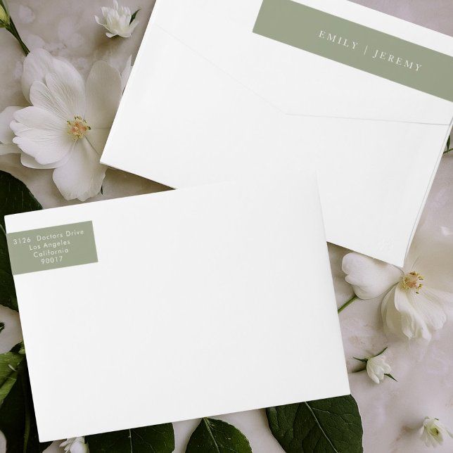 Simple Sage Green and White Modern Calligraphy Wrap Around Label (Creator Uploaded)