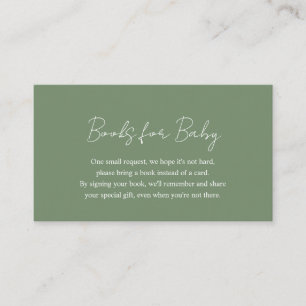 Simple Sage Green Baby Shower Books for Baby Enclosure Card