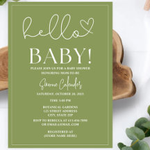Simple Sage Green Baby Shower Invitation