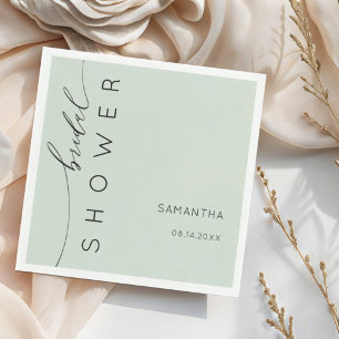 Simple Sage Green & Black Script  Bridal Shower Napkin