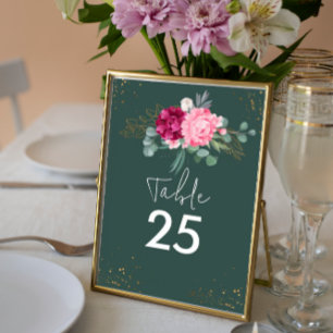Simple Sage Green   Blush Pink Floral Wedding   Table Number