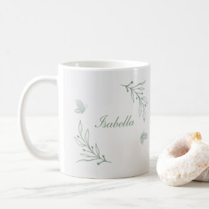 Simple sage green botanical coffee mug