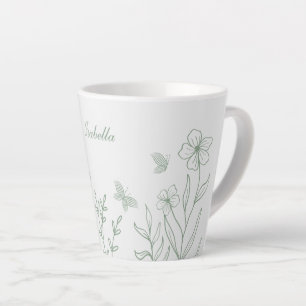 Simple sage green botanical latte mug