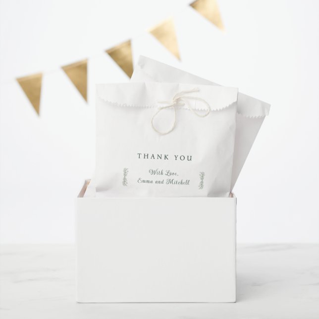 Simple Sage Green Botanical Minimalist Wedding Favour Bag (Party)