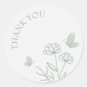Simple sage green botanical wedding classic round sticker