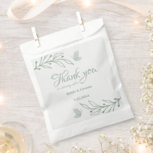 Simple sage green botanical wedding  favour bag