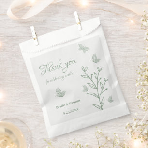 Simple sage green botanical wedding  favour bag