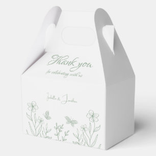 Simple sage green botanical wedding  favour box