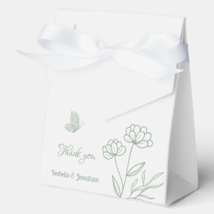 Simple sage green botanical wedding  favour box