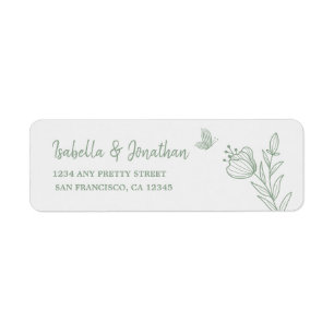Simple sage green botanical wedding  return address label