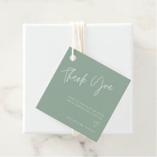 Simple Sage Green Bridal Shower Thank You Favour Tags