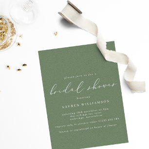 Simple Sage Green Calligraphy Bridal Shower Invitation